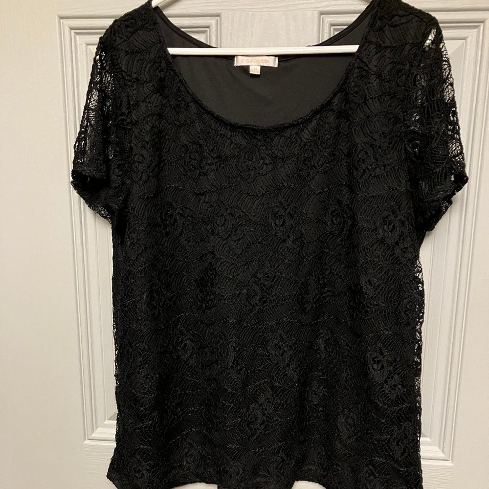 WOMEN'S SIZE 2X BLACK LACE TOP